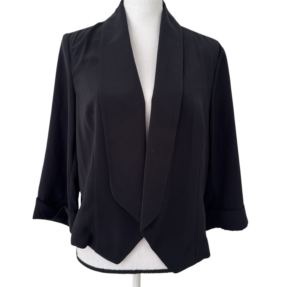 Style & Co Black Open Front Blazer Jacket Size Large